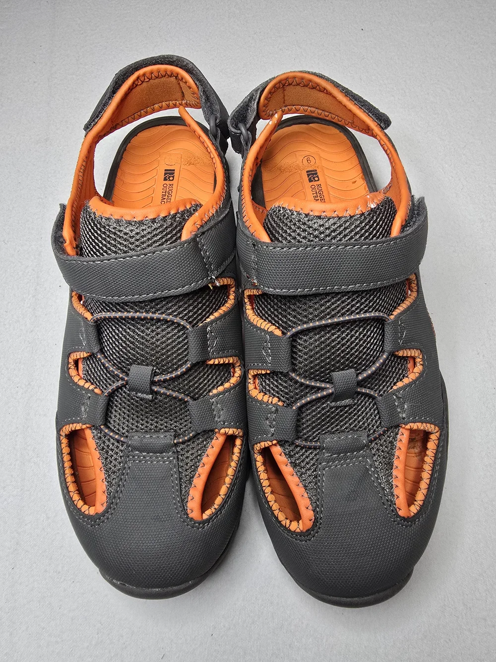 Rugged Outback Women's Sport Sandals Size 6 Gray Orange Closed Toe Hiking Water